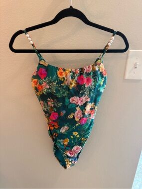 L'AGENCE Teal Floral Butterfly Girls' One-Piece